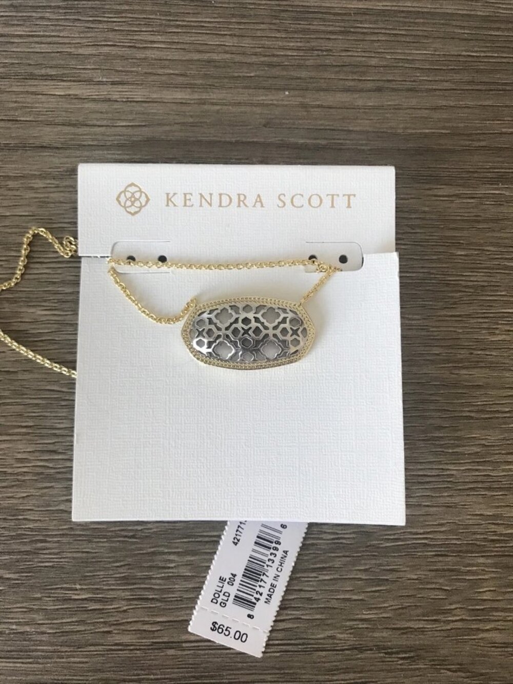 Kendra Scott Filigree Dollie Pendant Necklace Gold and Silver NWT